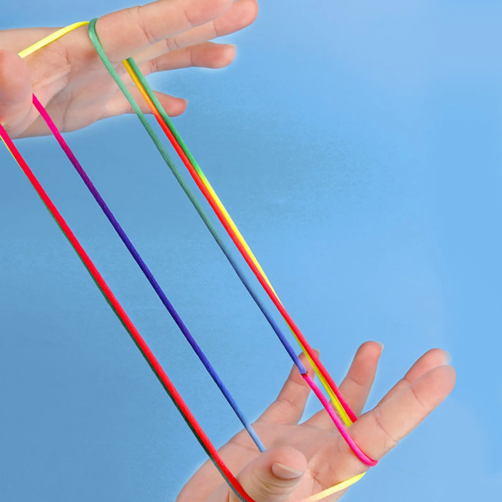 

20Pcs Finger String Rainbow Color Soft Stretchy Rope for Kids Parent-Child Interaction Hand Game Sensory Fun