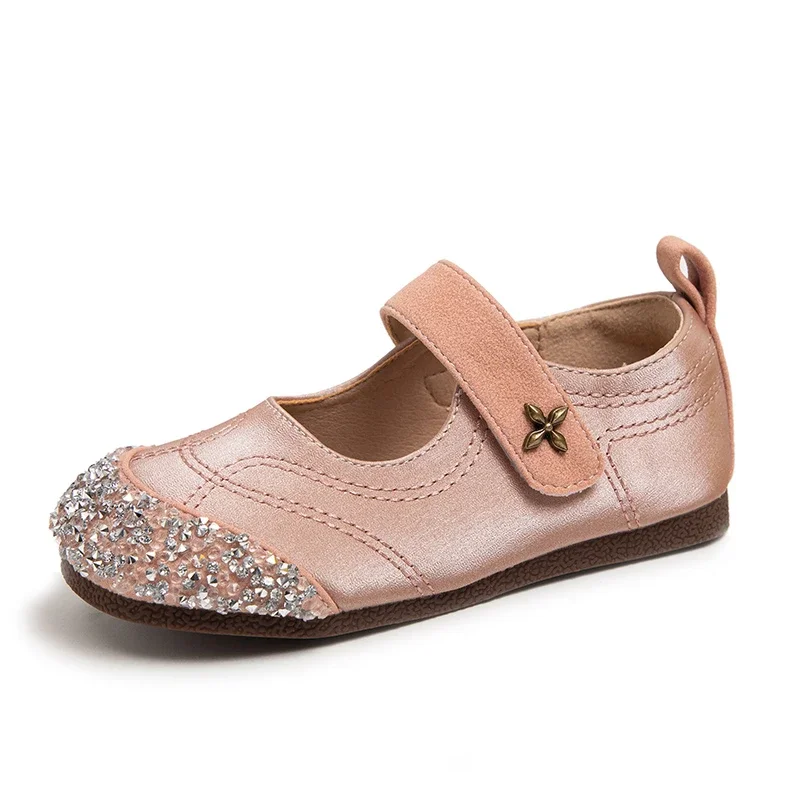 Chaussures de princesse en cuir avec biscuits pour enfants, chaussures simples pour tout-petits, chaussures souples pour filles, printemps, 2024