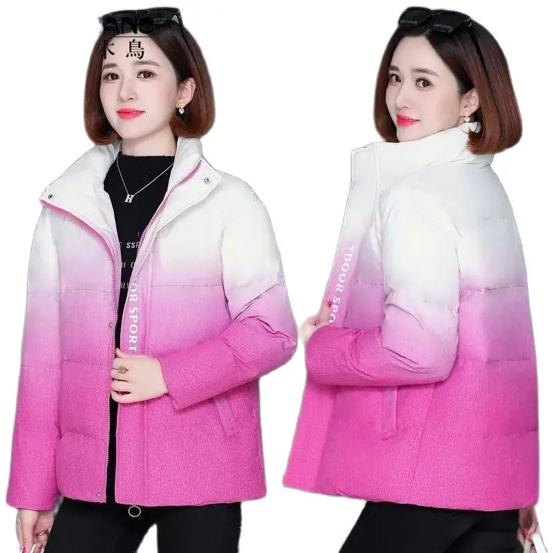 Gradient Color Down Cotton-Padded Clothes Female  Jacket 2023 New Winter Short Overcoat Fashion High-Grade Warm Student Coat