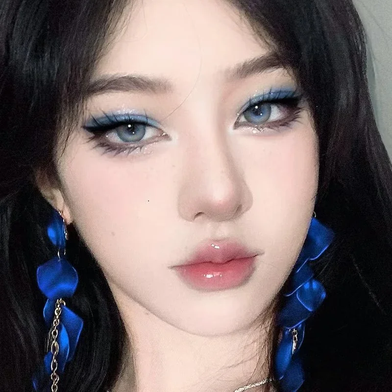 Preto e vermelho combinação conjunto de sombra de olho punk goth estilo fumaça fosco branco e azul sombra de olho conjunto maquiagem dos olhos cosméticos