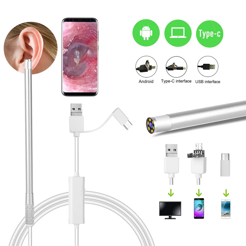 

Holaroom 3 in1 HD Home In Ear Cleaning Endoscope Spoon Mini Camera Otoscope Mouth Nose Otoscope Tool Ear Picker Ear Wax Removal