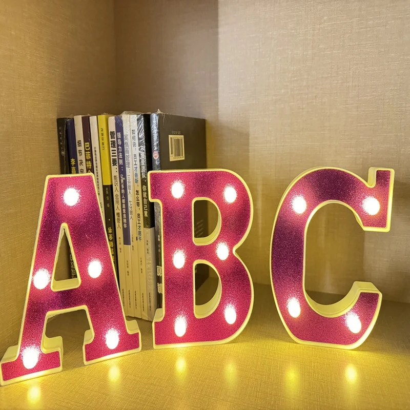 6.3 inch Purple LED Letter Light Warm Light Alphabet Number Luminous Letter  with Battery for Home Decoration Light Used for Pr