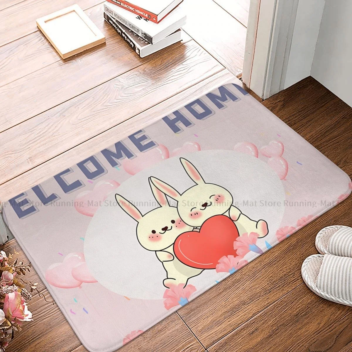 Animals Non-slip Doormat Living Room Mat Cute Rabbits Welcome Home Floor Carpet Welcome Rug Indoor Decorative