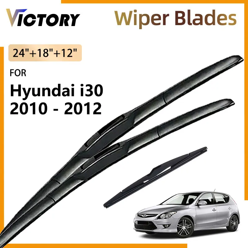 

For Hyundai i30 2010 2011 2012 Accessories Natural Rubber Front Rear Wiper Blade Windshield Windscreen Window Brush 24"+18"+12"