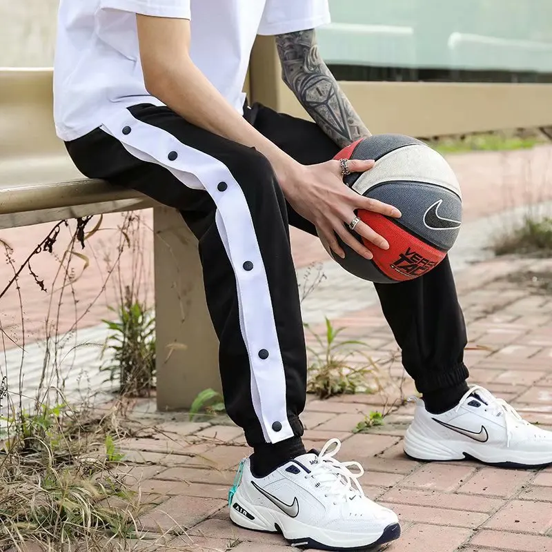 

Men's Baskeall Training Pants Summer Lightweight Loose Fit Full Zipper Cuffed Qui Dry Sport Trousers Casual Cargo orts