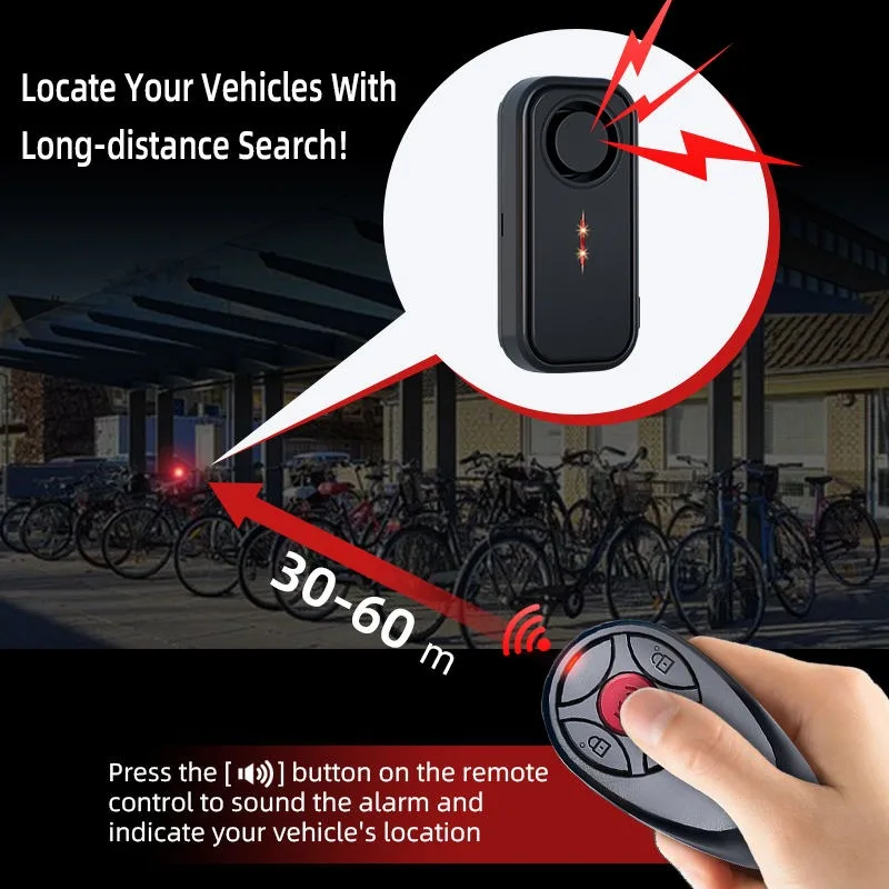 Wsdcam Vibration Bike Alarm Remote Control Bicycle Alarm 113dB Intrusion Detector Waterproof IP66 Vehicle Search Bike Alarm