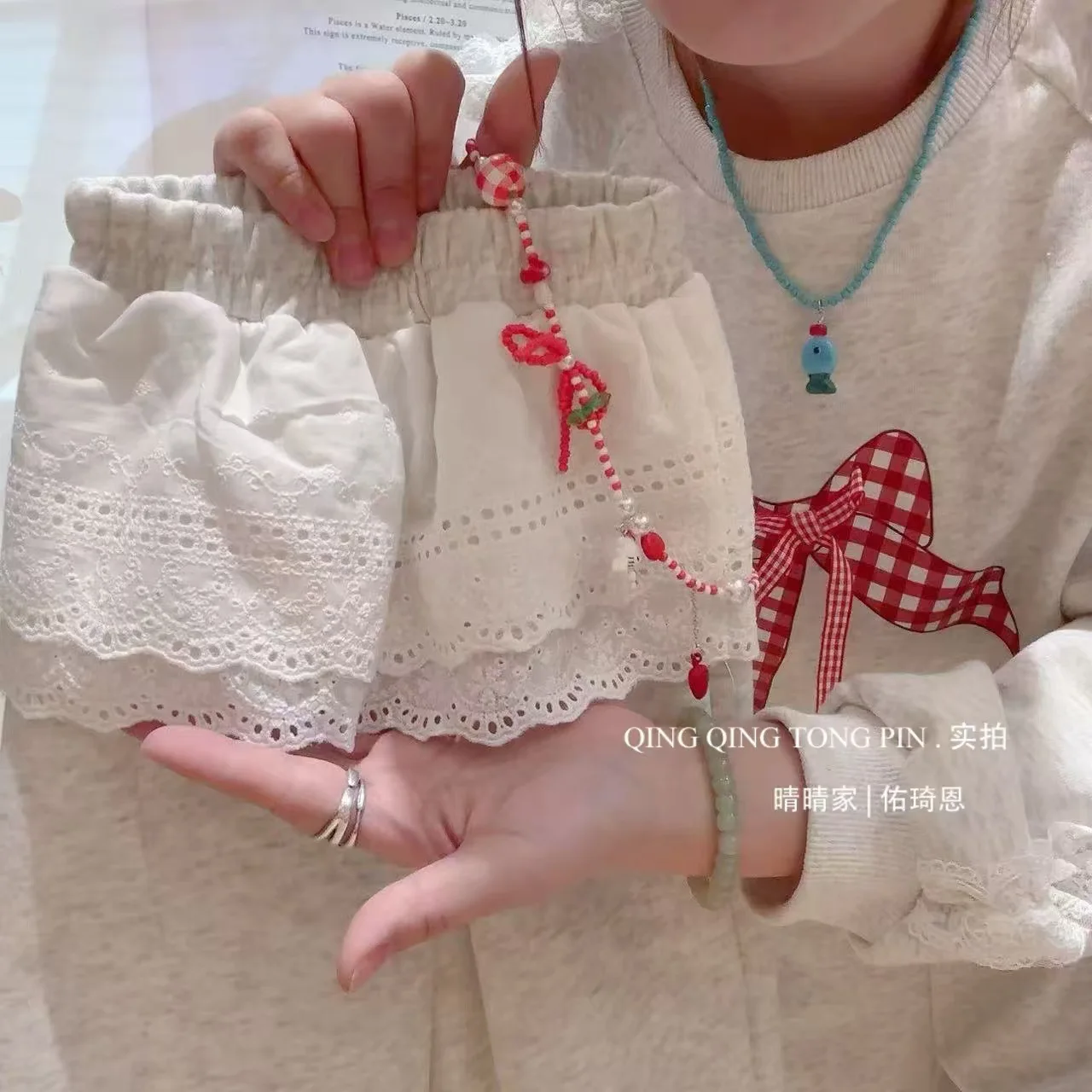 2026 Herbst Kinder Mädchen Kleidungssets Spitze Langarm Süße Schleife Sweatshirt+Hose 2-teiliger Freizeitanzug für Kinder – Detail 8