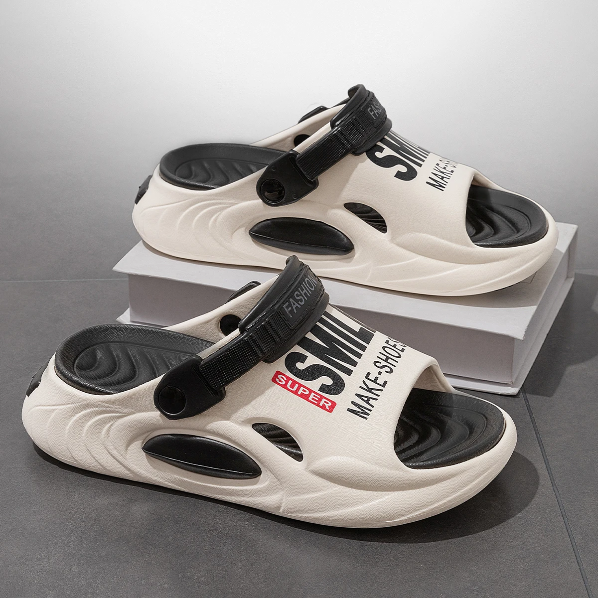 EVA Men Hole Shoes Thick Bottom Height Increase Outdoor Slippers Comfortable Breathable Sports Slippers image 6