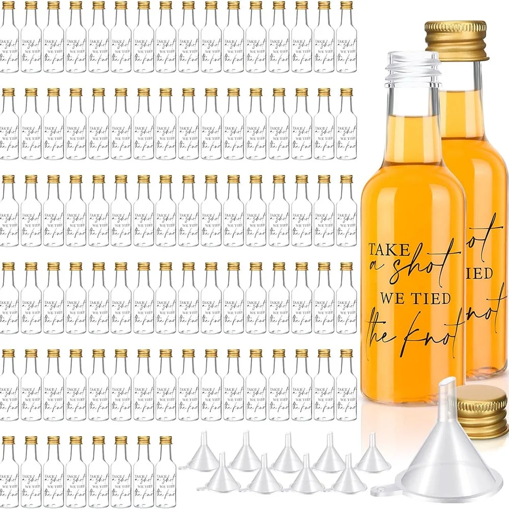 50ml 1.7OZ Mini Liquor Bottles Small Plastic Spirit Bottles Wedding Mini Wine Bottles Plastic Alcohol Shot Bottles Party Favors