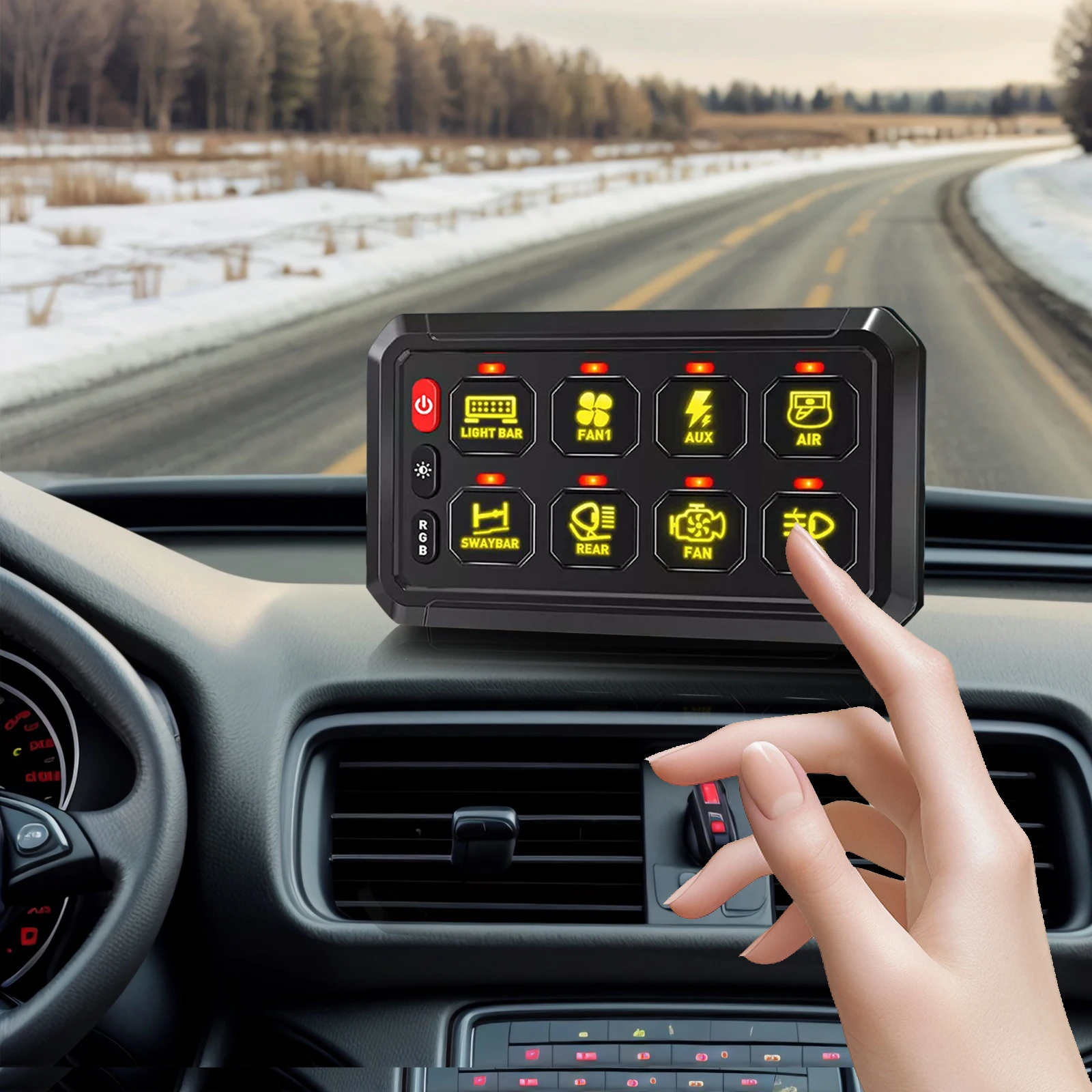 

8 Gang Switch Panel 12V RGB Dimmable Switch Panel Electronic Relay System for Car RV ATV SUV UTV Truck Marine