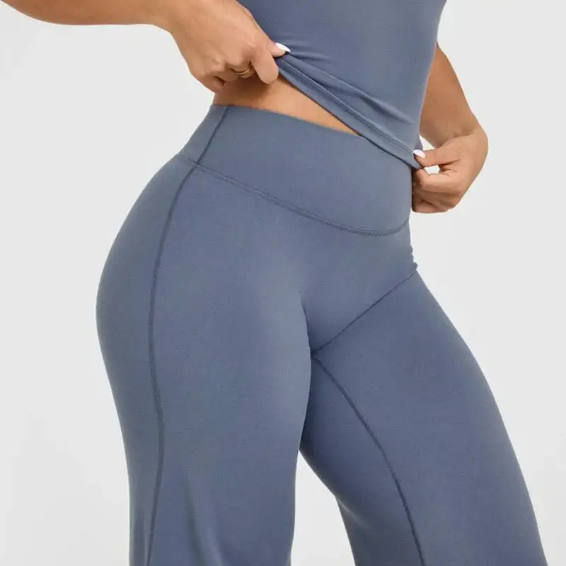 

Straight Leg Ultra Soft Butter Fabric Women Mid Waist Yoga Pants Naked Feel Sports Leggings Pilates Running Sport Trousers