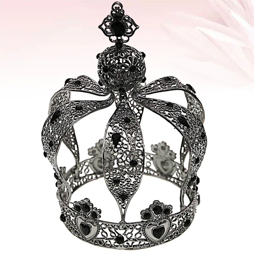 

European Style Baroque Crystal Crown Decoration Wedding Party Accessories Rhinestone Tiara Elegant Topper Baking Decor Supplies