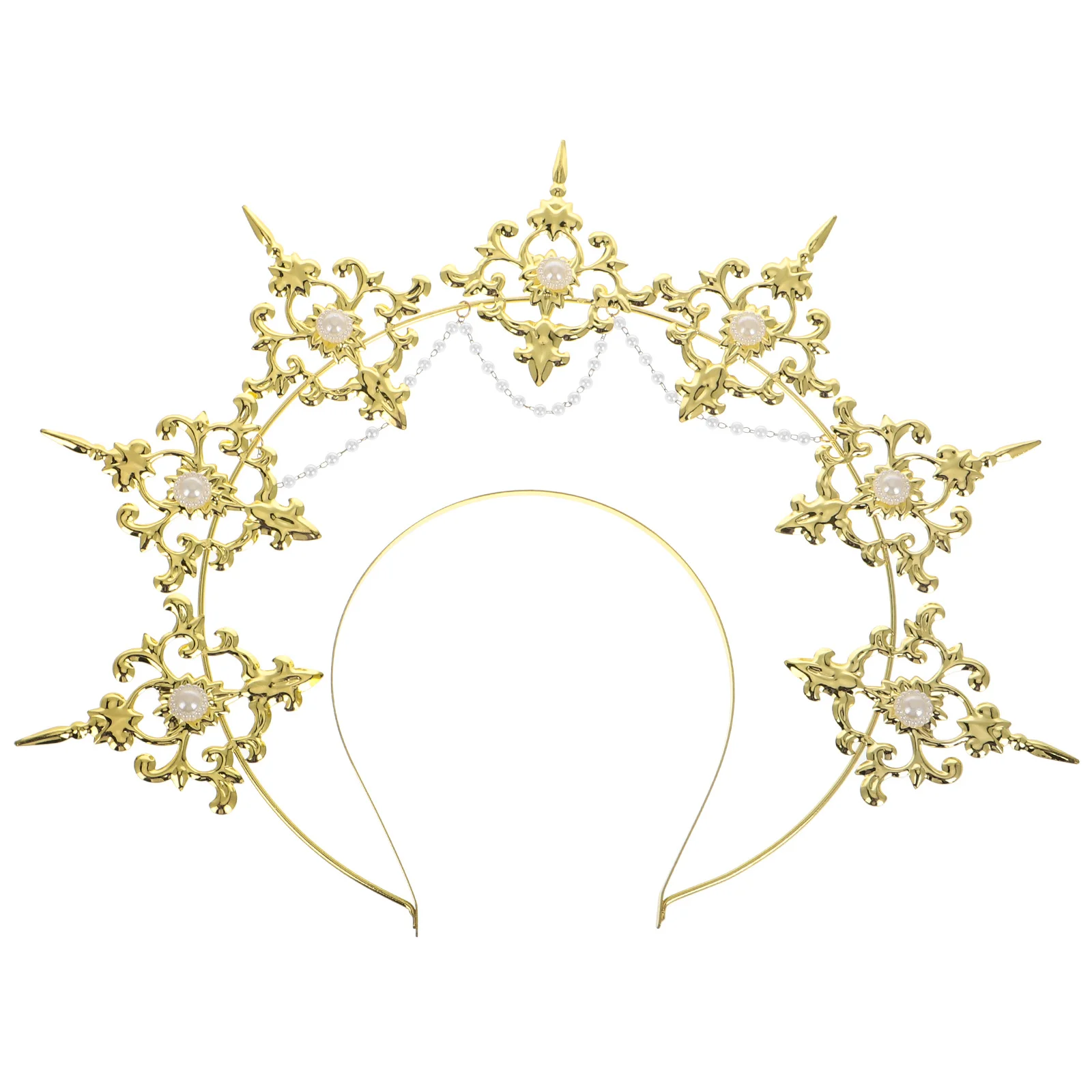 

Повязка на голову с короной, готическая Лолита, римская тиара, головной убор для Хэллоуина, свадебный костюм, небесные аксессуары