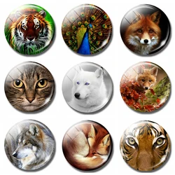 Cartoon Animal 30 MM Fridge Magnet Tiger Peacock Fox Cat Wolf Glass Magnetic Refrigerator Stickers Note Holder Decor