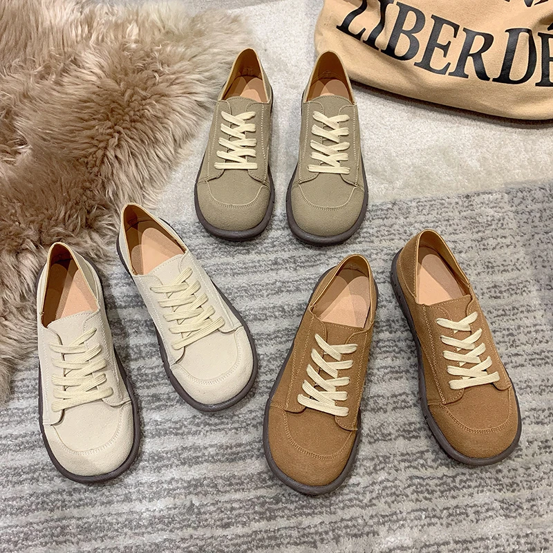 All-Match Round Toe Women Shoes Autumn Soft Casual Female Sneakers British Style Loafers With Fur Flats Fall Preppy Slip-on Dres