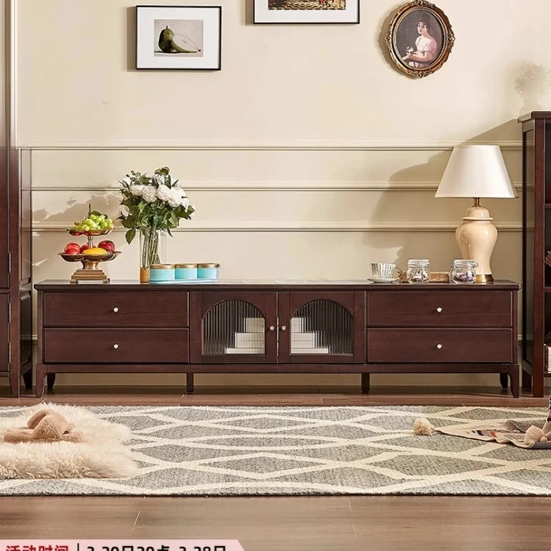 

Американский французский ретро-телевизор из цельного дерева для гостиной, небольшой квартиры, современный простой напольный шкафчик