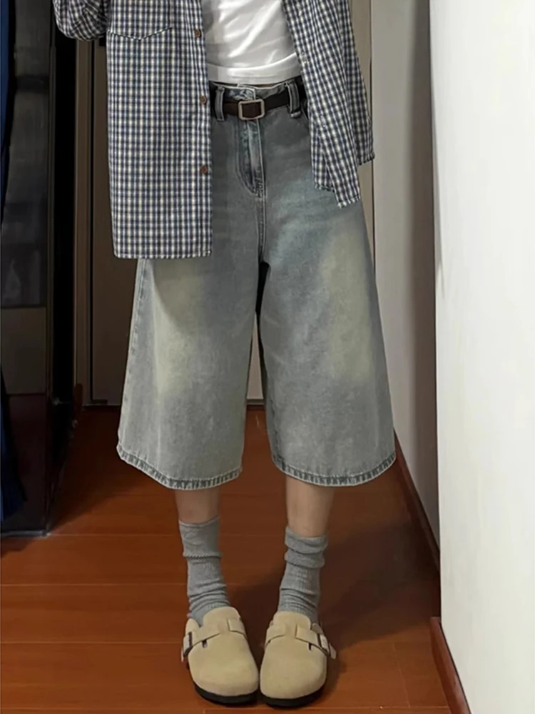 Pantalones Vaqueros Anchos de Pierna Ancha Estilo Retro Americano para Mujer, Cintura Alta, Holgados, Estilo Informal, Largos hasta el Suelo