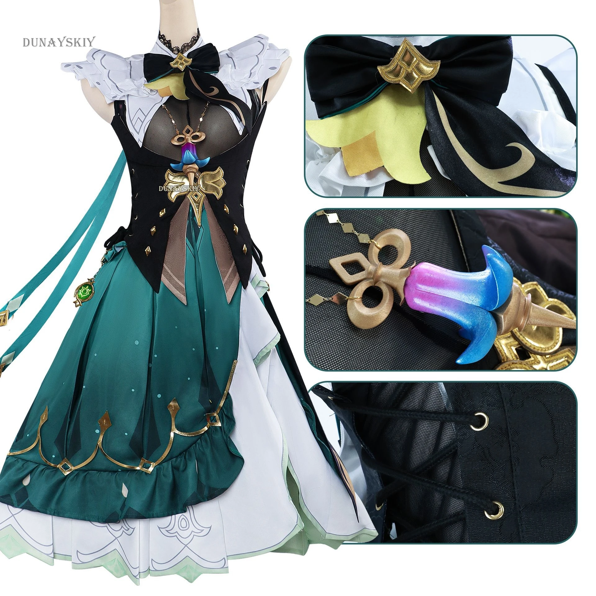 Emilie Cosplay Spel Genshinimpact Kostuum Emilie Pruik Jurk Pak Hallowmas Party Uniform Anime Rollenspel Outfit Voor Vrouw