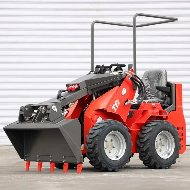 Mini Loader diesel, Mini Skid Steer Loader Diesel Beroda Rantai dengan Bucket 4 in 1, Pemasok Mini Loader