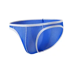 Mens Underwear Ice Silk U Convex Low Waist Briefs Breathable Transparent Full Mesh Sexy Man Panties