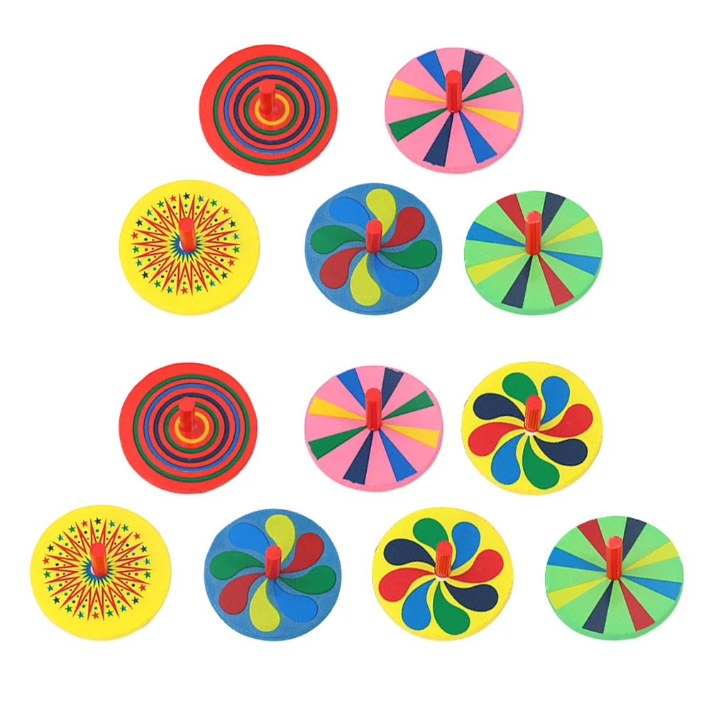 

12 PCS Small Spinning Top Funny and Creative Toy Gyro Playthings Wooden Tops Toys Puzzle Children