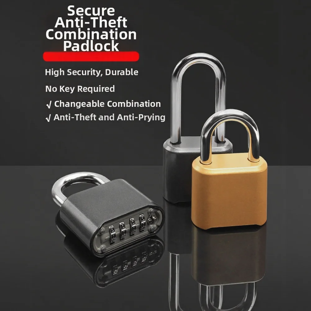 4 Digit Resettable Password Lock with 1 inch Shackle Zinc Alloy 8 5.3 3cm Size Weather Resistant for Locker Toolbox Luggage Shed