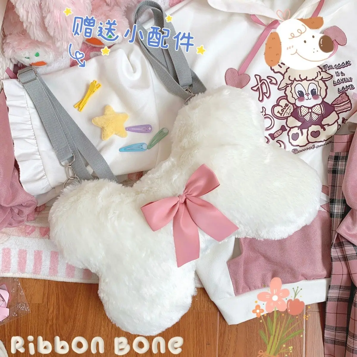 

JIAERDI плюшевая Лолита сумка на плечо для женщин Эстетическая белая кость мини рюкзак для дам Harajuku милые сумки через плечо подарки для девочек