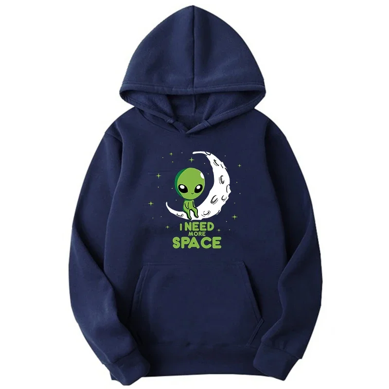 Hot Sale Men Hoodiie I Need More Space Green Alien Print Hoody Men/Women Vintage Casual Sweatshirt Unisex Long Sleeve Pullovers