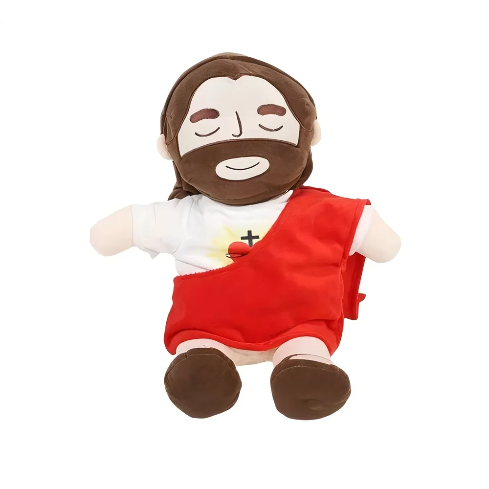 2026 New Children Music Soothing Breathing Doll Jesus Plush Toy Sleep Companion Toy Sound and Light Doll Holiday Gifts for Kids