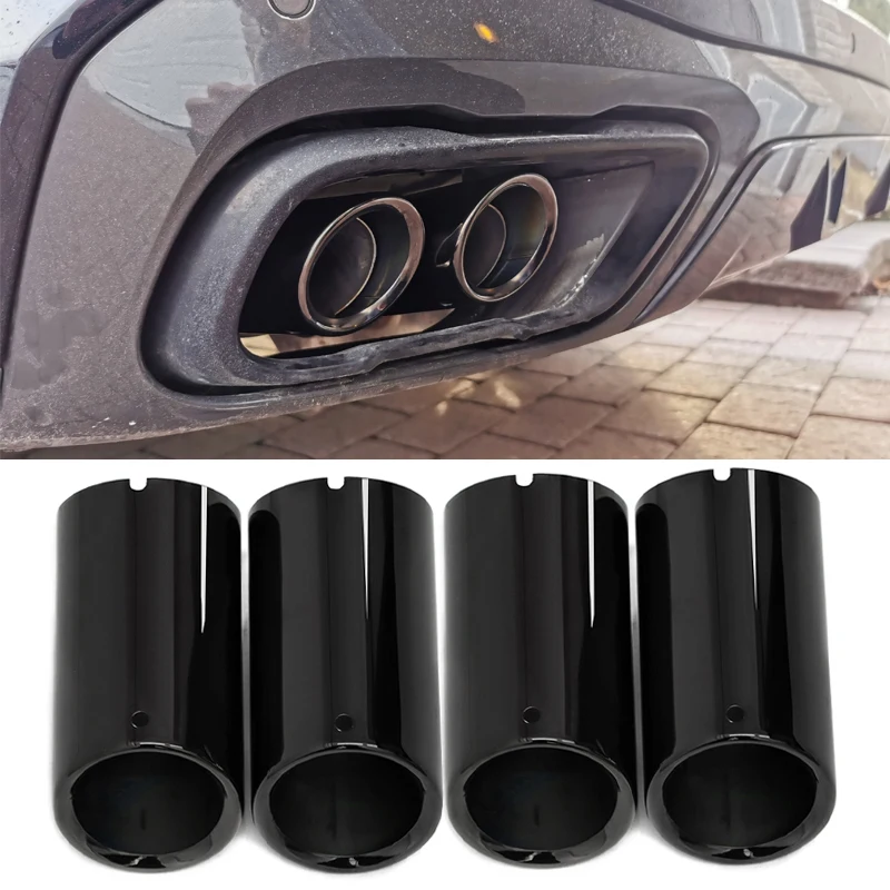 4 PCS/lot Car Exhaust Tip Trim Exhaust Cover For BMW X5 G05 X6 G06 X7 G07 M Sport Tailpipe Nozzle Muffler Tip Tuning