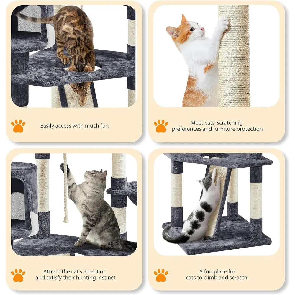 Imagem -04 - Indoor Cat Tower com Sisal Coberto Arranhões Posts Árvores de Vários Níveis Poleiros Plush e Condomínio para Gatinhos e Gatos 79