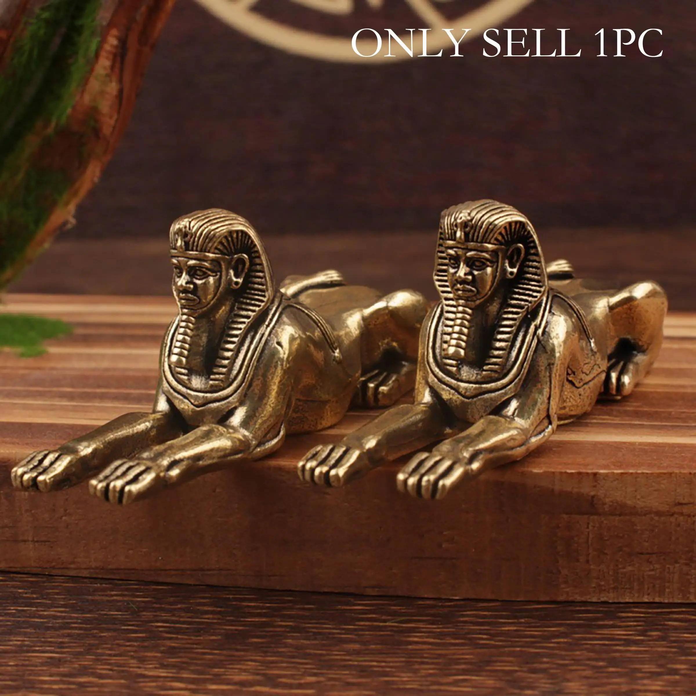 Egyptian Lion Head Brass Figurine, Small Vintage Brass Statue, Ancient Egyptian Design, Home Decor Ornament, Collectible Art