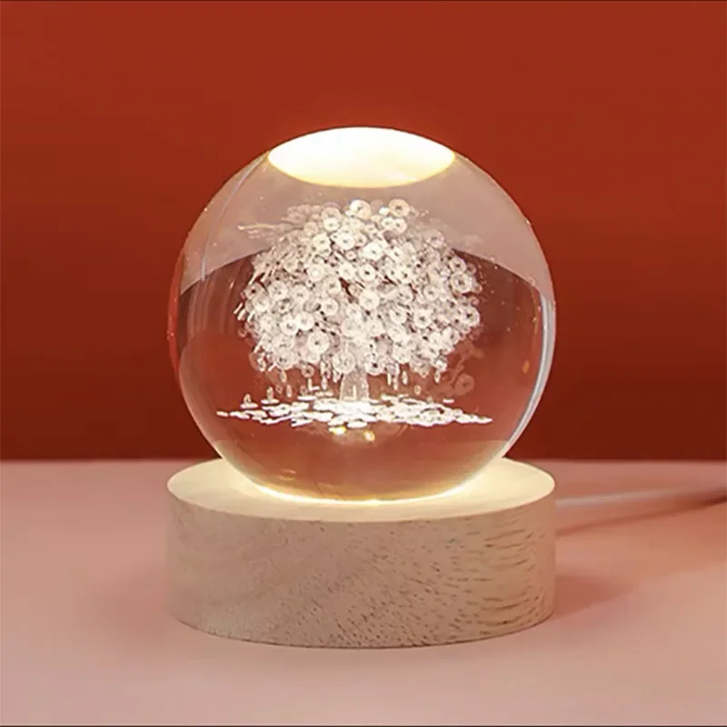 

Luminous Solar System Crystal Ball USB Plug in Glass Bola De Cristal Home Furnishings Desktop Decor Birthday Gift Snow Globe