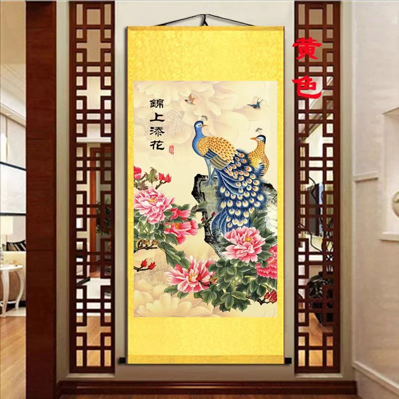 Adding icing on the cake, luxurious peacock hanging paintings, home decoration, auspiciousness, customization