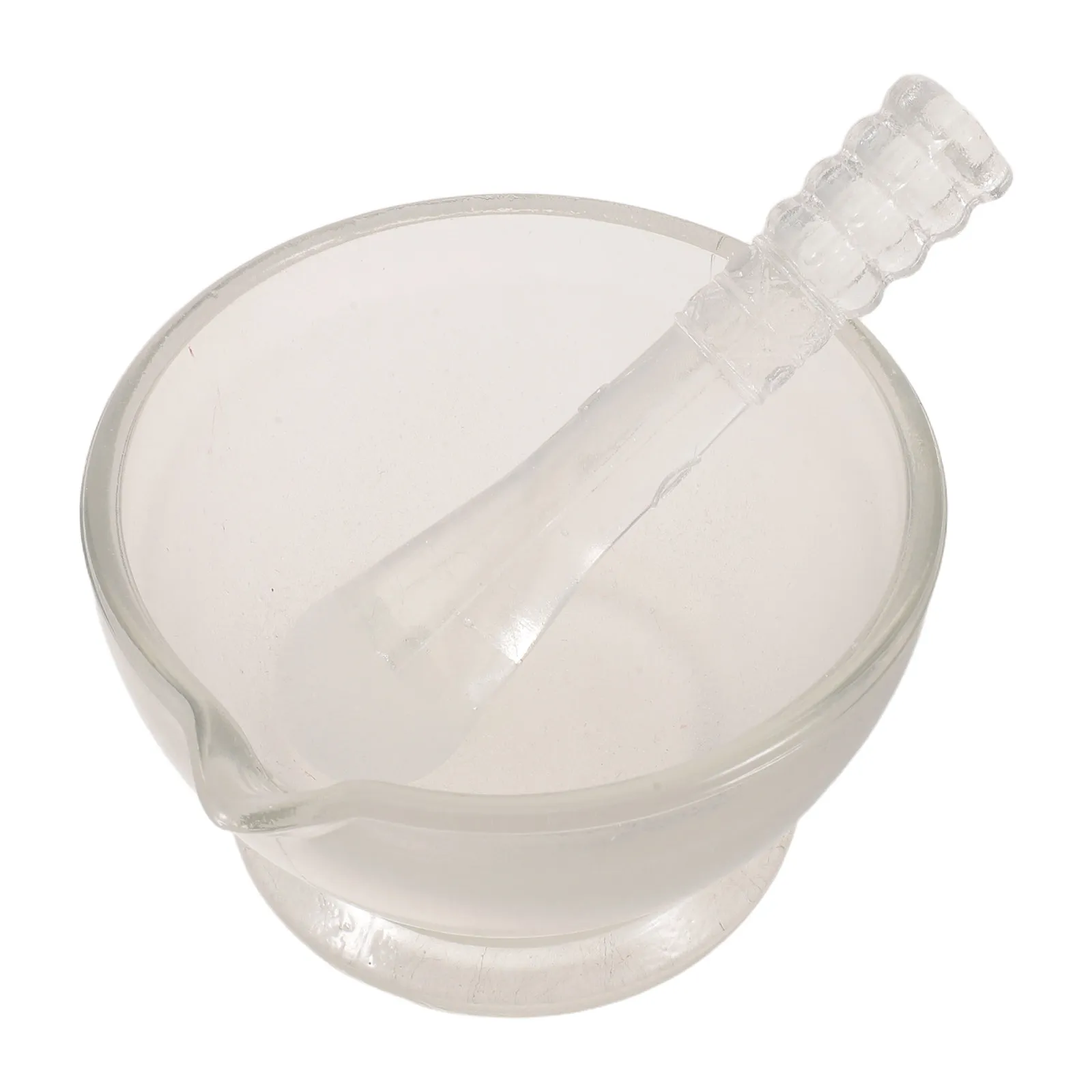 1Set Glass Mortar and Pestle Lab Grinding Tool Transparent Borosilicate Pharmaceutical Mixing Bowl Reagent Powder Crushing