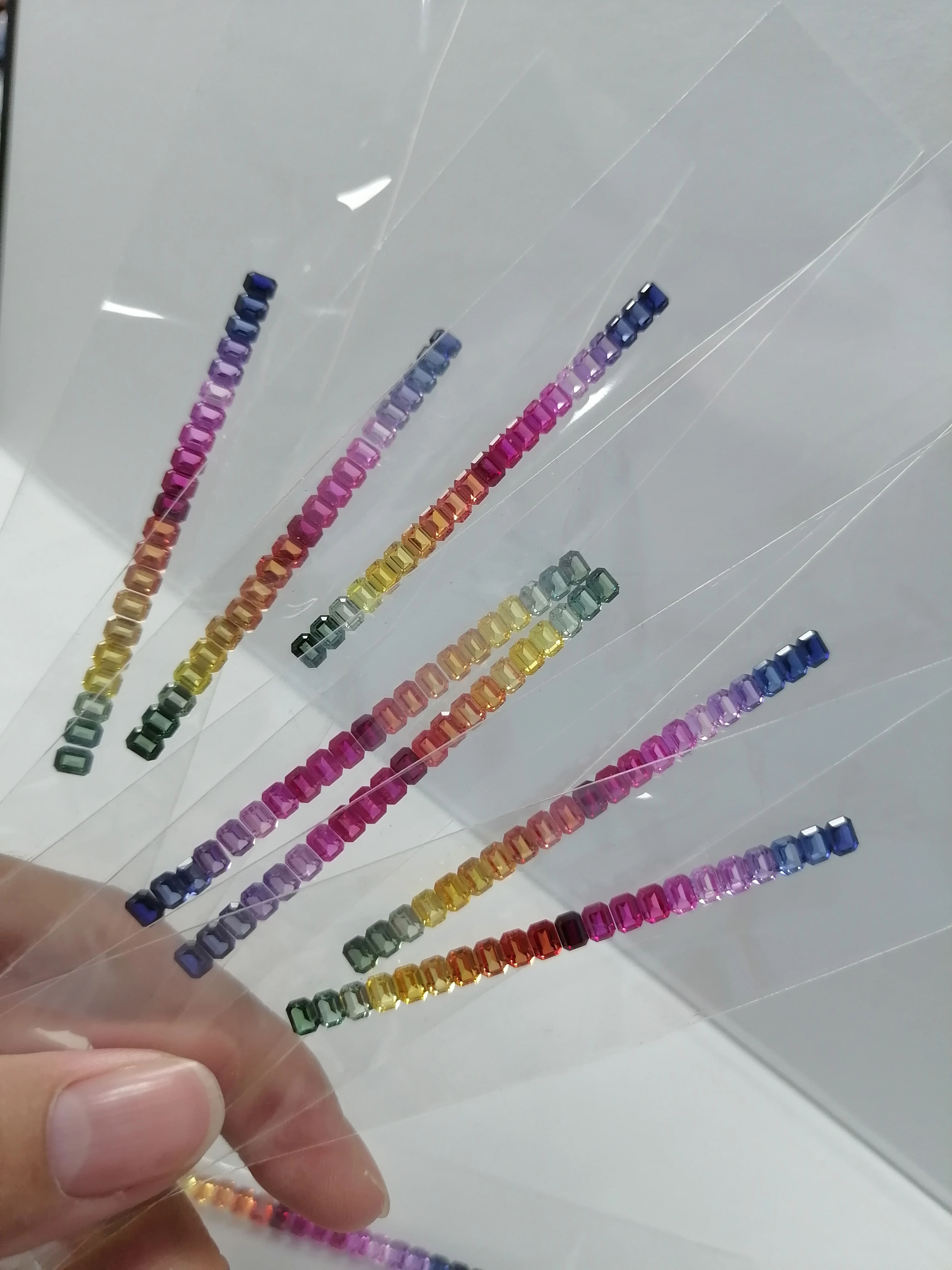 

Rainbow Corundum Synthetic Sapphire Loose Gemstones Red Square Octagon Princess Cut Stones Wholesale for Jewelry Making