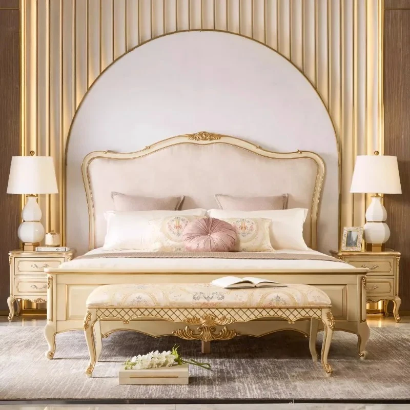 Двуспальная кровать King Size для спальни, роскошная, современная, напольная, деревянная, экономящая пространство, мягкая, удобная, уникальная мебель