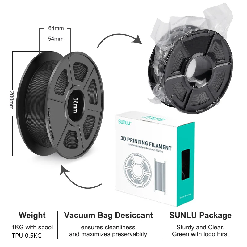 SUNLU 10KG 3D-Filament PETG Filament 10kg 22 Lbs 1,75mm 3D-Drucker Filament Gute Säure- und Alkalibeständigkeit Hohe Transparenz – Detail 3