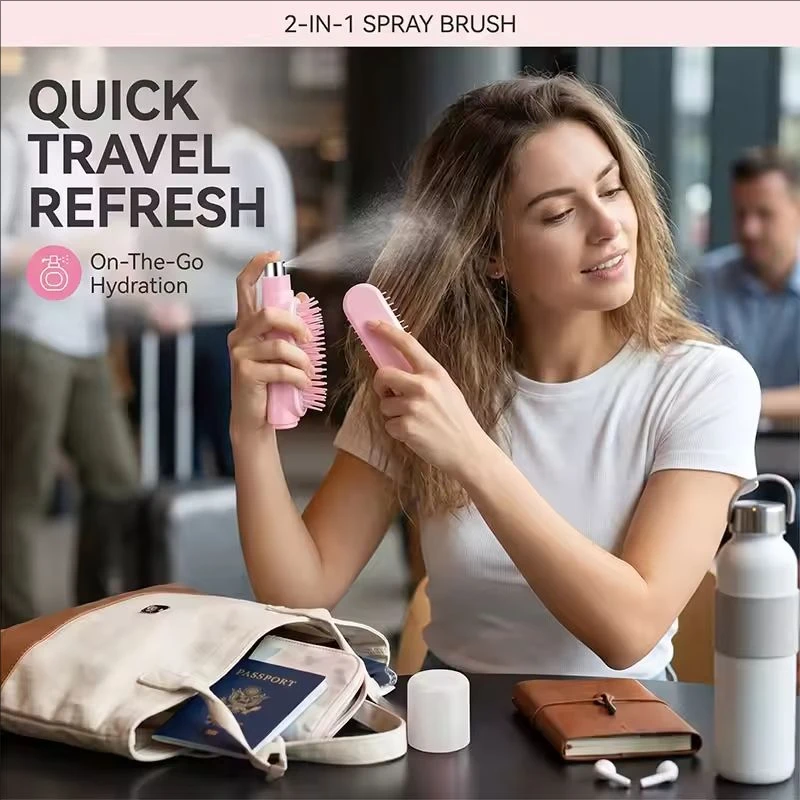 2 In 1 Spray Comb,for Thick,Fine&Curly Hair,Hair Oil Serum for Nourishing,Smoothing&Moisturizing,Relieve Hair Tangles & Dryness