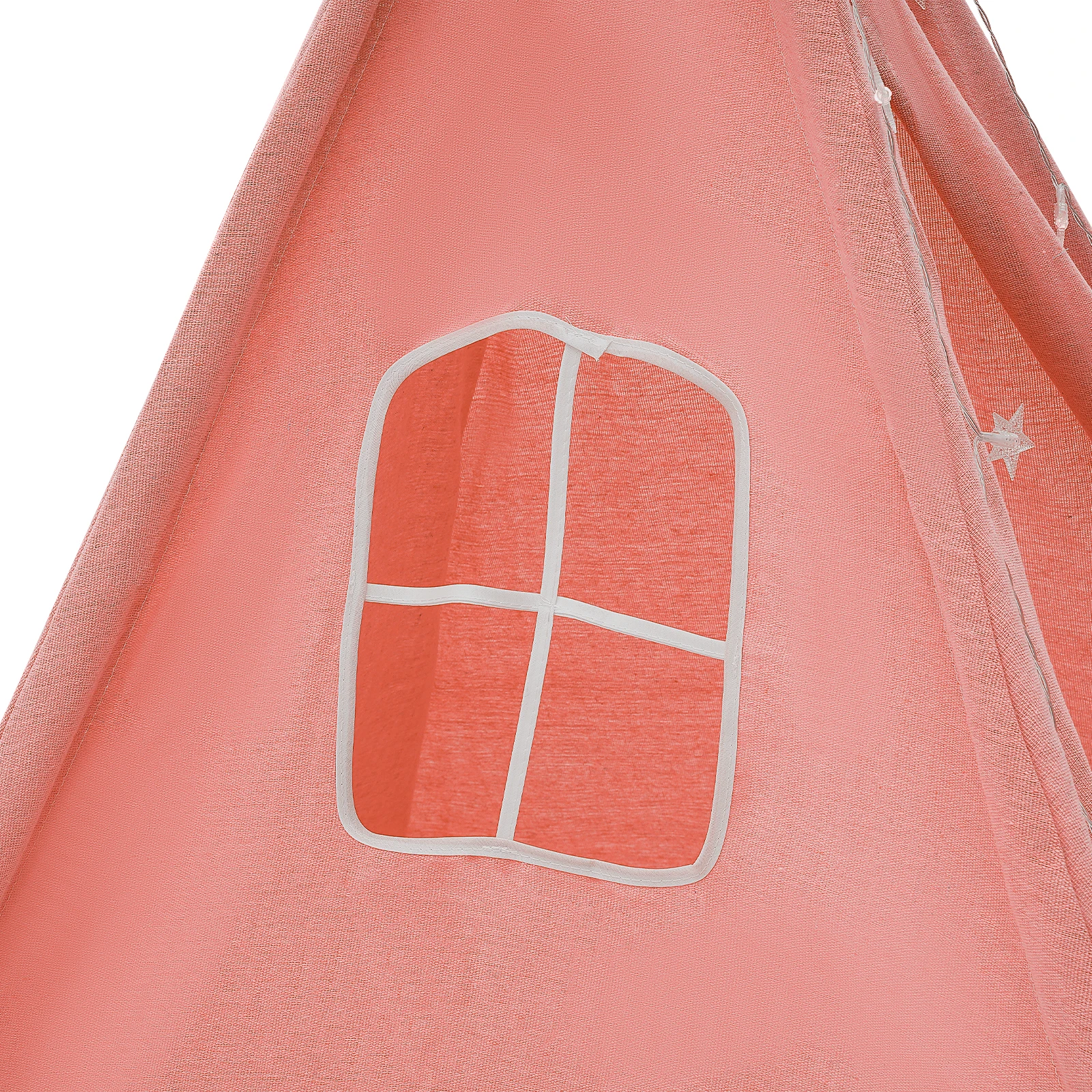 Tipi-Zelt für Kinder – Spielzelt aus 100 % Baumwolle und Leinen mit gepolsterter Matte und Sternlichtern, faltbares Indoor-Spielzelt für Mädchen und Jungen – Detail 11