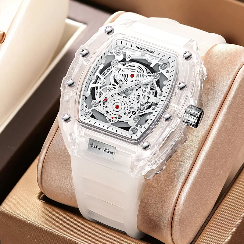 

Fashion Transparent Barrel-shaped Watch for Men, Waterproof and Personalized Quartz Watch
