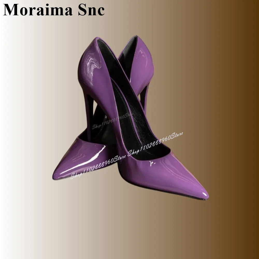 Purple Patent Leather Graceful Shallow Pumps Stilettos High Heel Women Shoes Slip-On Pointed Toe 2024 Sexy Zapatos Para Mujere