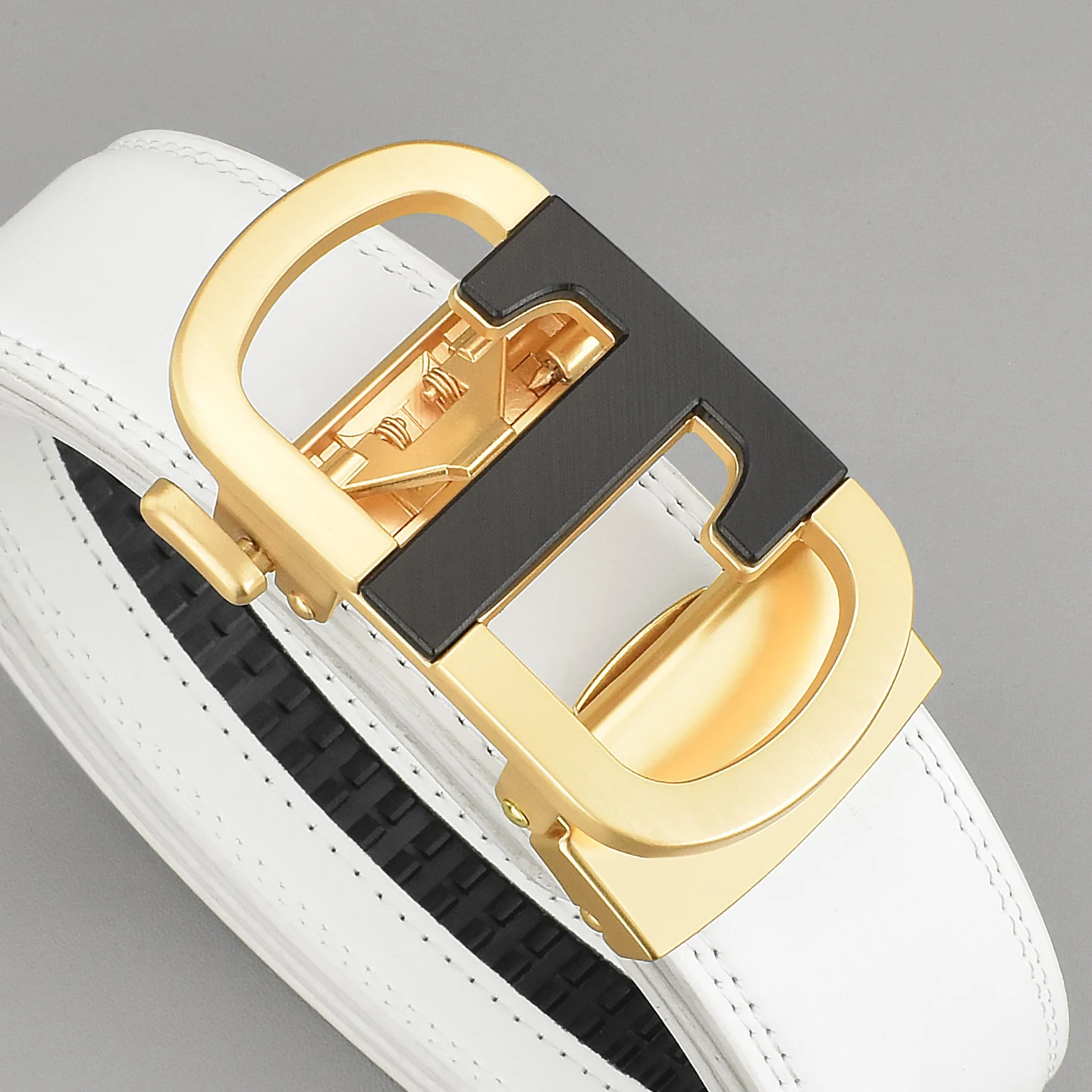 New Luxury Designer T Buckle Belt Men High Quality Genuine Real Leather Dress Strap for Jeans Waistband White Ceinture Homme