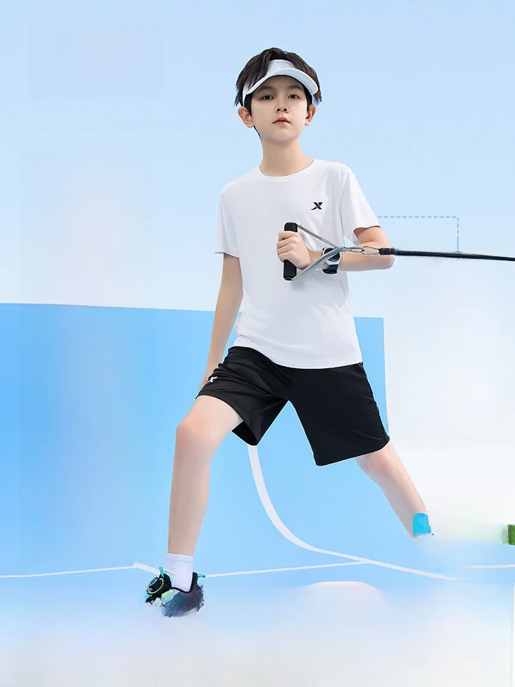 xtep-kids'-sportswear-short-sleeve-set-summer-2026-quick-dry-children's-clothing-short-t-shorts-two-piece-set-polyester-fiber