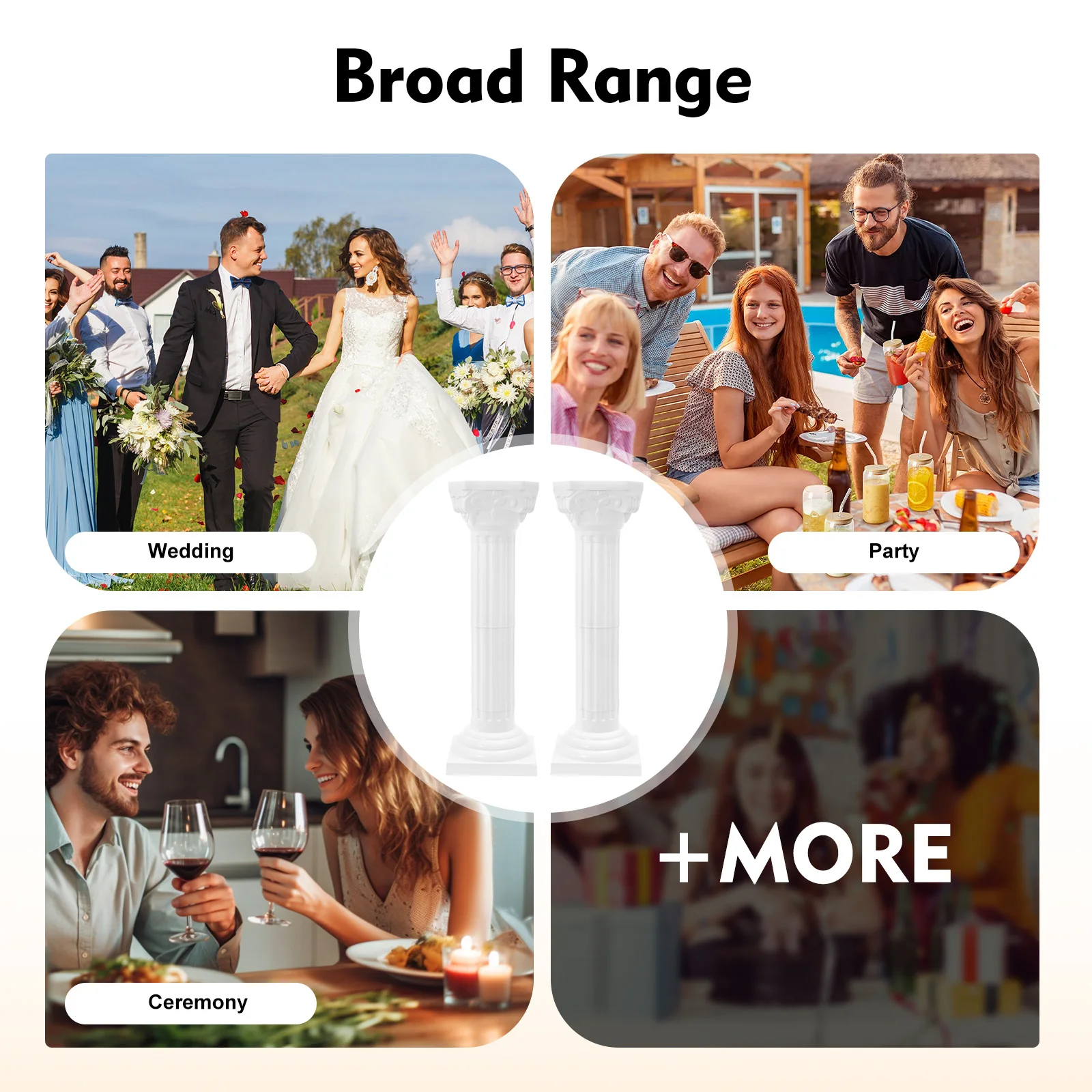 2PCS 88cm Wedding Roman Columns White European Style Adjustable Height 110.23lbs Load Bearing for Party Decoration