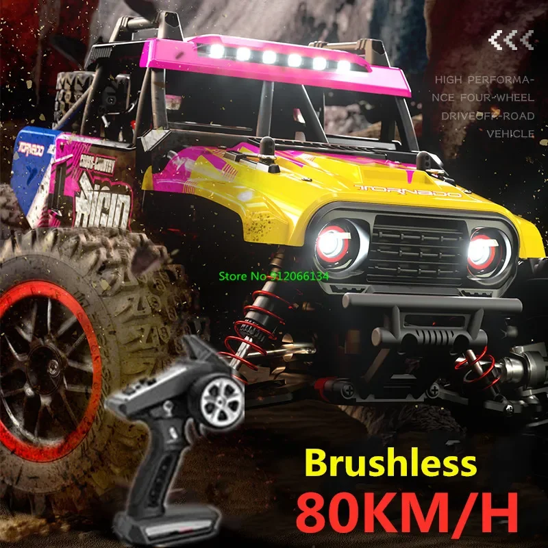 80 กม./ชม.Brushless 4WD Off Road Crawler รีโมทคอนโทรลของเล่นรถ 1:14 80 กม./ชม.อิสระ Suspension LED Rc รถรถบรรทุกรุ่น