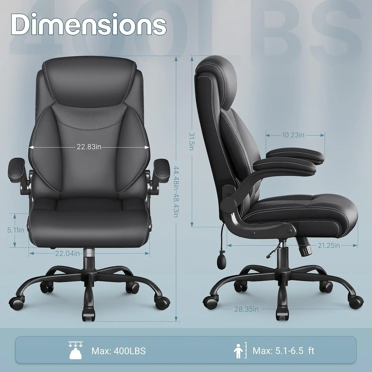 Ergonomic Office Chair, Big and Tall Office Chair, Executive Chair- Padded Leather Comfy Chair with Adjustable, Customized