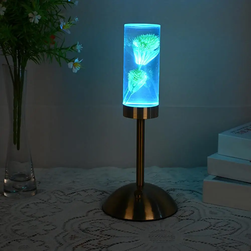 

Desk Lamp Preserved Flower Acrylic LED Night Light Creative Ambient Lamp with Eternal Rose Lavender Design Warm Glow Light for B