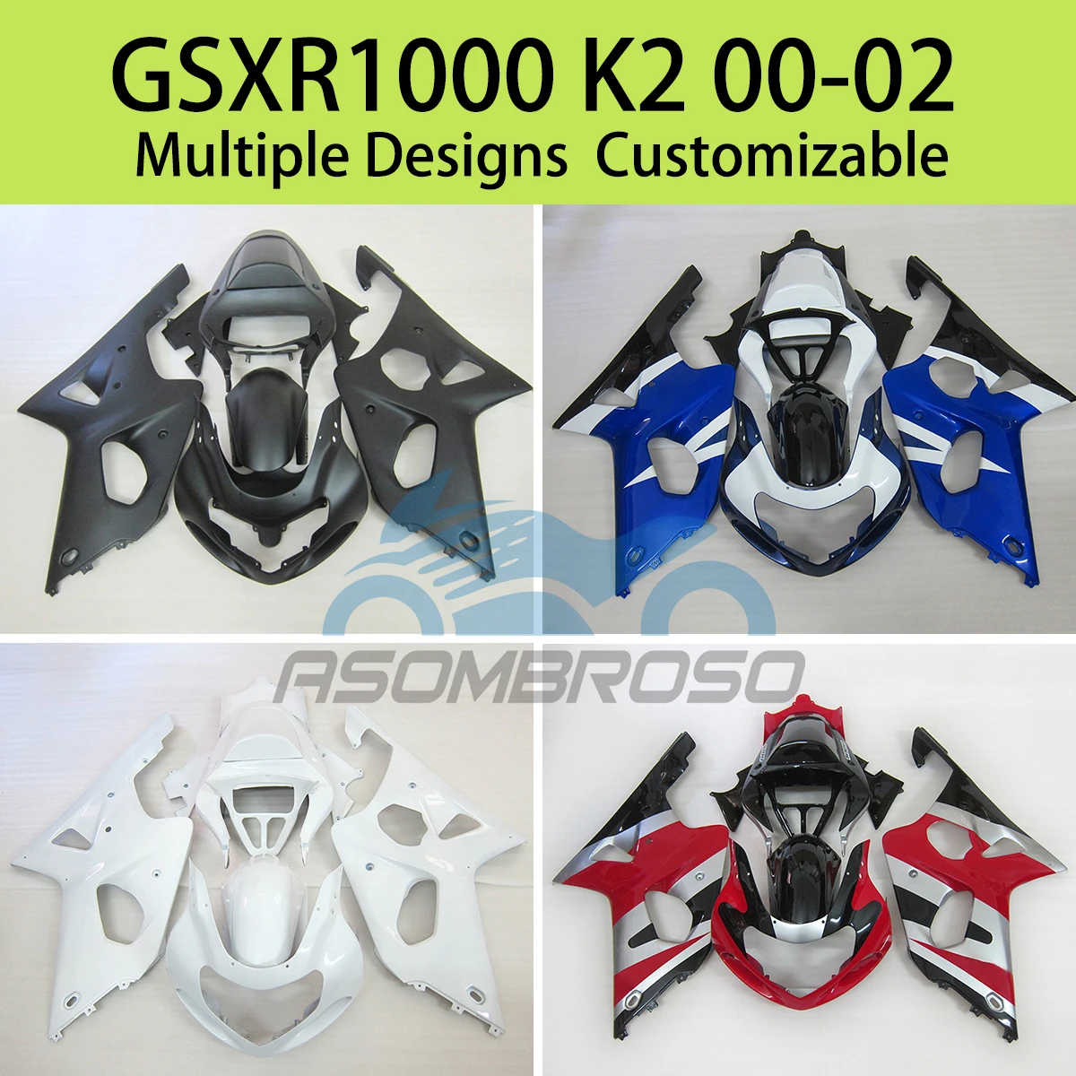 

GSXR 1000 00 01 02, комплект обтекателей для мотоцикла SUZUKI GSXR1000 K2 2000 2001 2002, полный обтекатель, комплект кузова, набор из АБС-пластика