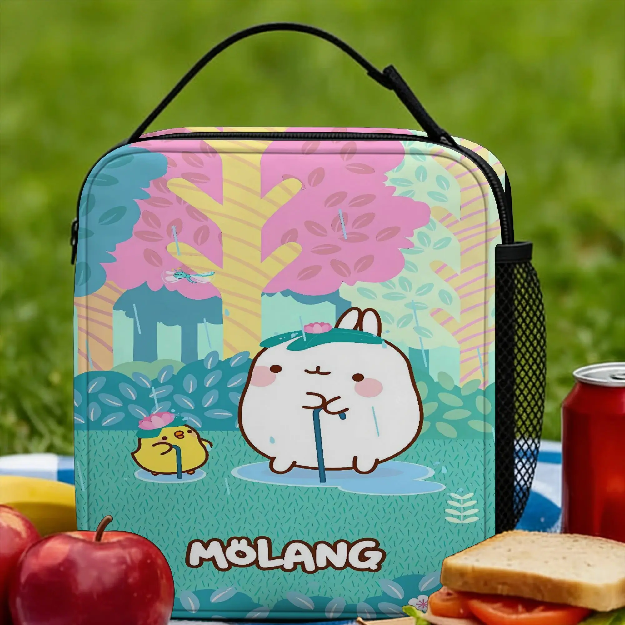 Molang Funny Cartoon Lunch Bag For Child  Print Lunch Box Funny Travel Cooler Bag Portable Oxford Thermal Lunch Bags